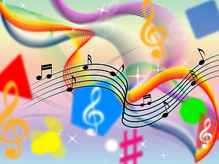 Image showing Music Background Means Classical Pop And Colorful Ribbons\r