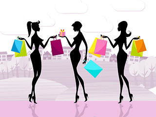 Image showing Shopper Women Shows Commercial Activity And Adults