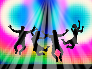 Image showing Jumping Joy Represents Light Burst And Happy