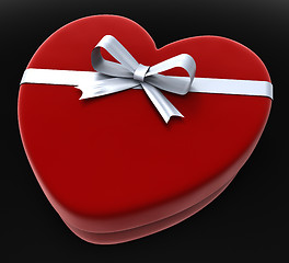 Image showing Heart Gift Represents Valentine Day And Box