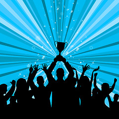 Image showing Celebrate Trophy Represents First Place And Achievement