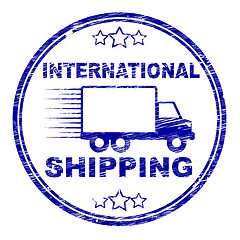 Image showing International Shipping Stamp Indicates Across The Globe And Countries
