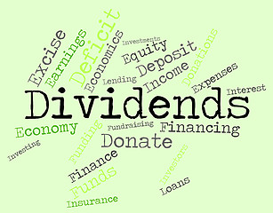 Image showing Dividends Word Shows Stock Market And Revenues