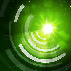 Image showing Green Sun Background Means Giving Offf Frequencies\r