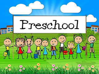 Image showing Preschool Kids Banner Represents Childrens Toddlers And Childhoo