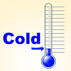 Image showing Cold Thermometer Indicates Thermostat Freeze And Freezing