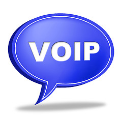 Image showing Voip Speech Bubble Means Voice Over Broadband And Online