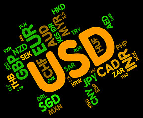 Image showing Usd Currency Indicates United States Dollar And Currencies