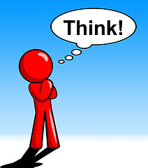 Image showing Thinking Character Means Consideration Contemplating And Reflection