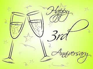 Image showing Happy Third Anniversary Indicates Romantic Salutation And Joy