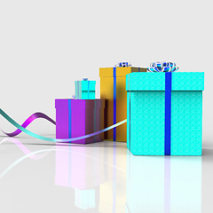 Image showing Celebration Giftboxes Means Parties Giving And Fun