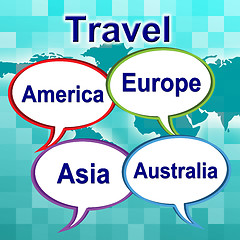 Image showing Travel Words Shows Traveller Travelled And Travels