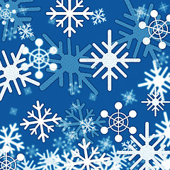 Image showing Blue Snowflakes Background Shows Winter And Frozen\r
