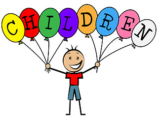 Image showing Children Balloons Indicates Toddlers Kids And Youngsters