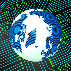 Image showing Circuit Board Means Worldwide Electronics And Earth