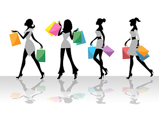 Image showing Shopping Women Shows Retail Sales And Adult