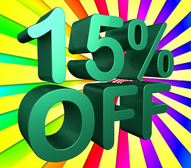 Image showing Fifteen Percent Off Indicates Promo Sales And Promotion