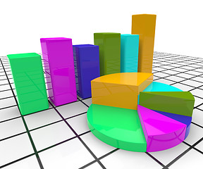Image showing Pie Chart Report Indicates Business Graph And Document