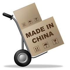 Image showing Made In China Shows Shipping Box And Asia