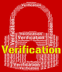 Image showing Verification Lock Indicates Guaranteed Authentic And Authenticit