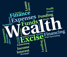 Image showing Wealth Word Shows Text Words And Worth