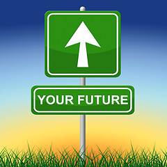 Image showing Your Future Means Forecast Placard And Arrow