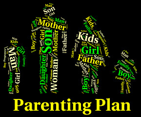 Image showing Parenting Plan Shows Mother And Child And Agenda