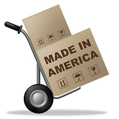 Image showing Made In America Represents Shipping Box And Americas