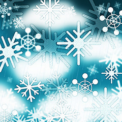 Image showing Blue Snowflakes Background Means Frozen Sky And Winter\r