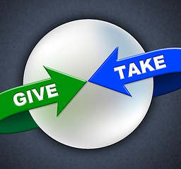 Image showing Give Take Arrows Shows Donated Proffer And Taking