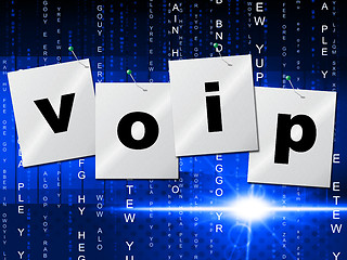 Image showing Voip Communication Represents Internet Telephony And Communicate