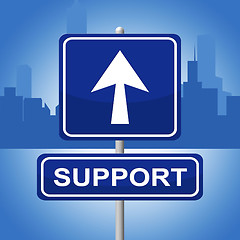 Image showing Support Sign Shows Help Display And Signboard