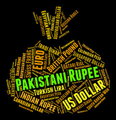 Image showing Pakistani Rupee Shows Foreign Currency And Forex