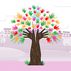 Image showing Hands Tree Shows Nature Expand And Development