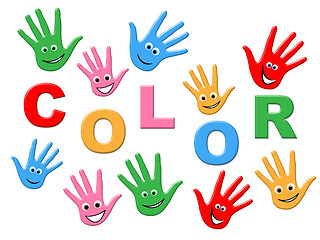 Image showing Handprints Colorful Indicates Watercolor Childhood And Human