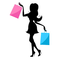 Image showing Shopping Woman Indicates Retail Sales And Buying