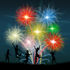 Image showing Play Fireworks Indicates Celebrate Festive And Children