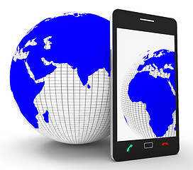 Image showing Worldwide Phone Connection Means Web Site And Globalize