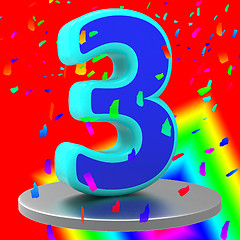 Image showing Birthday Three Means Celebrating Occasion And Anniversaries