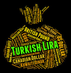 Image showing Turkish Lira Means Worldwide Trading And Exchange