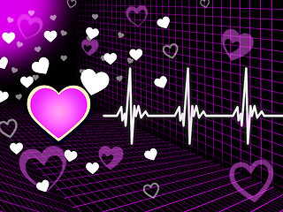 Image showing Purple Heart Background Means Organ Blood And Grid \r