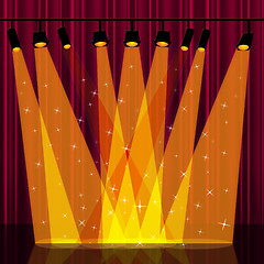 Image showing Background Spotlight Indicates Stage Lights And Backdrop