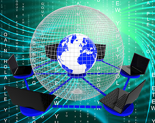 Image showing Global Computer Network Indicates Networking Monitor And Worldwi