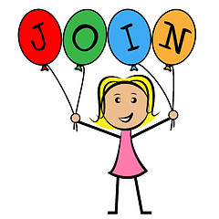 Image showing Join Balloons Indicates Sign Up And Kids