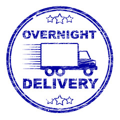Image showing Overnight Delivery Stamp Shows Next Day And Courier