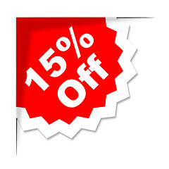 Image showing Fifteen Percent Off Means Discounts Offer And Save
