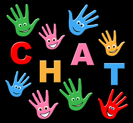 Image showing Kids Chat Represents Typing Telephone And Youngsters