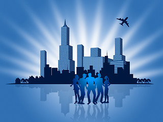 Image showing Business People Shows Metropolis Downtown And Businesspeople