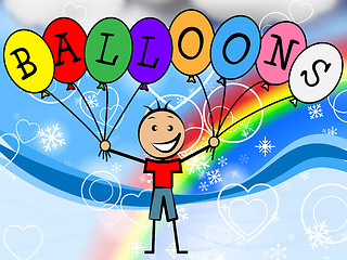 Image showing Balloons Boy Means Celebration Youth And Kids