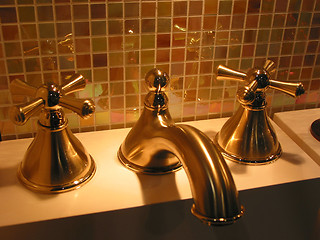 Image showing Brass faucet bathroom